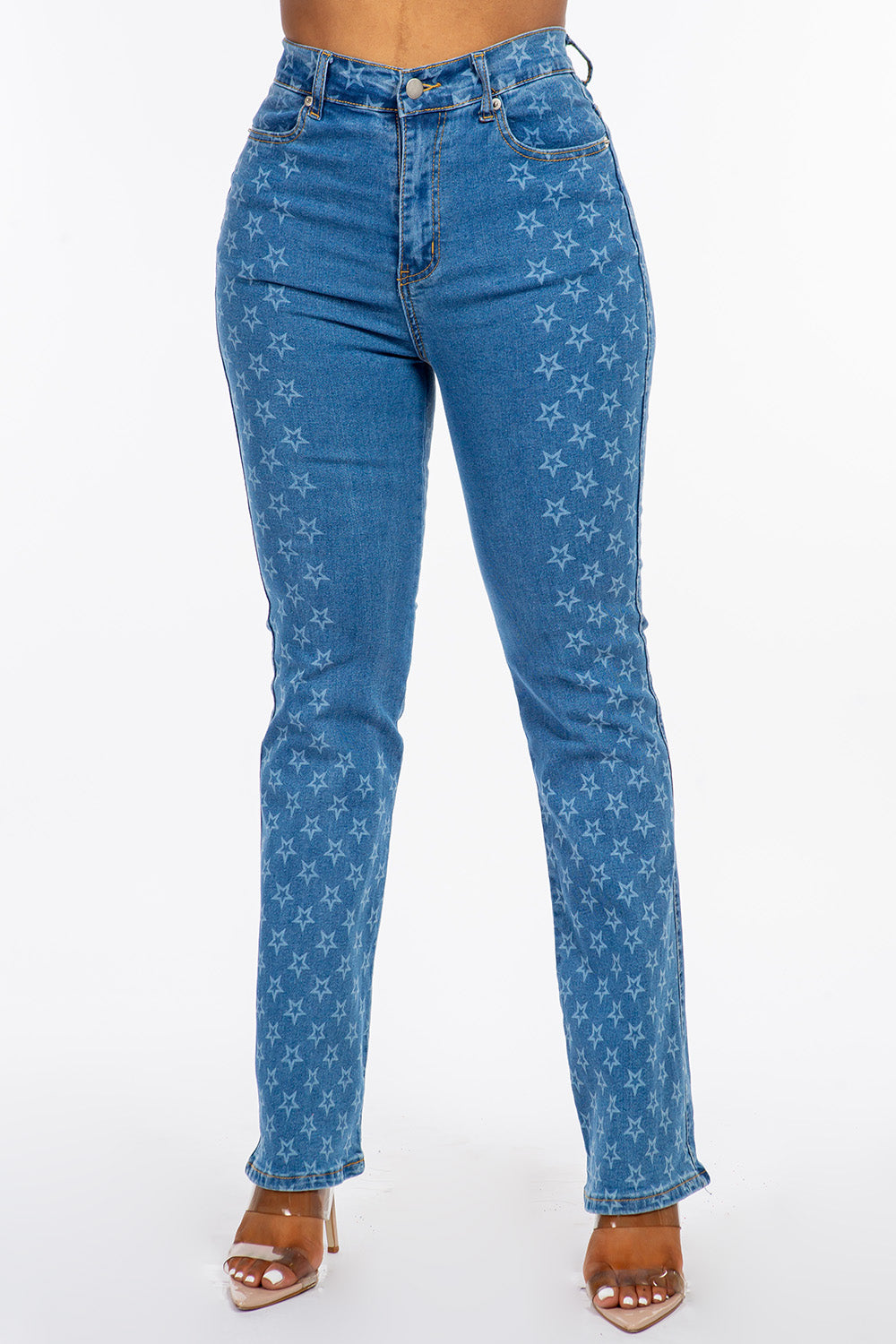 Wholesale High Rise Bootcut Jeans TURTLE Blue Star Print @ Jean – BLUE Turtle